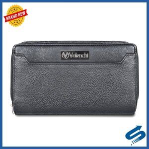 Leather Clutch Wallet with RFID Blocking and Card Slots